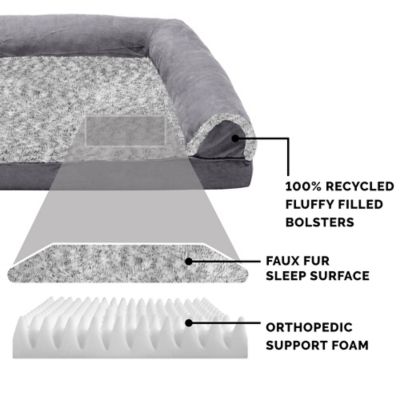 Image showing  2-Tone Faux Fur and Suede Orthopedic Sofa Dog Bed