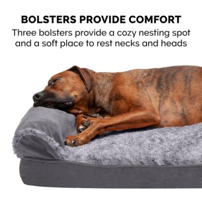 Image showing 5 th FurHaven 2-Tone Faux Fur and Suede Orthopedic Sofa Dog Bed