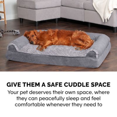 Image showing 6 th FurHaven 2-Tone Faux Fur and Suede Orthopedic Sofa Dog Bed