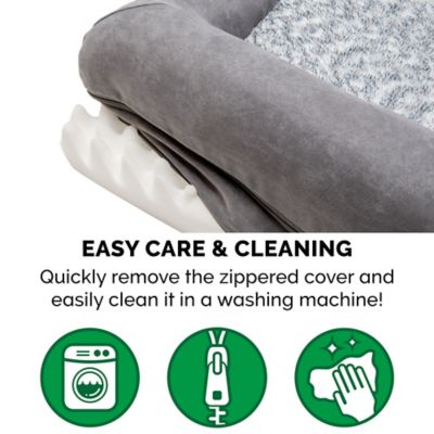 Image showing 7 th FurHaven 2-Tone Faux Fur and Suede Orthopedic Sofa Dog Bed