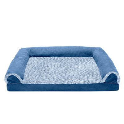 Image showing 1 th FurHaven 2-Tone Faux Fur and Suede Orthopedic Sofa Dog Bed