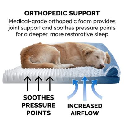 Image showing 3 th FurHaven 2-Tone Faux Fur and Suede Orthopedic Sofa Dog Bed