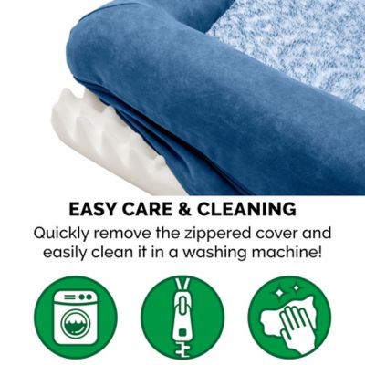 Image showing 7 th FurHaven 2-Tone Faux Fur and Suede Orthopedic Sofa Dog Bed