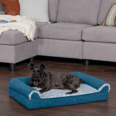 Image showing 9 th FurHaven 2-Tone Faux Fur and Suede Orthopedic Sofa Dog Bed