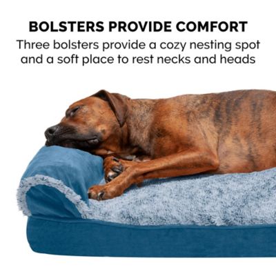 Image showing 5 th FurHaven 2-Tone Faux Fur and Suede Orthopedic Sofa Dog Bed