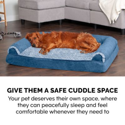 Image showing 6 th FurHaven 2-Tone Faux Fur and Suede Orthopedic Sofa Dog Bed