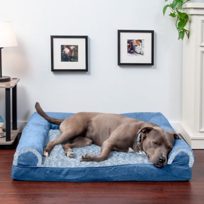 Image showing 9 th FurHaven 2-Tone Faux Fur and Suede Orthopedic Sofa Dog Bed