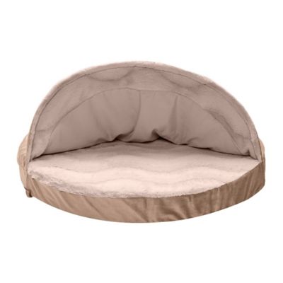 FurHaven Wave Fur and Velvet Orthopedic Hooded Snuggery Dog Bed