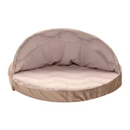 FurHaven Wave Orthopedic Hooded Dog Bed in Fur and Velvet Covered Dog Beds