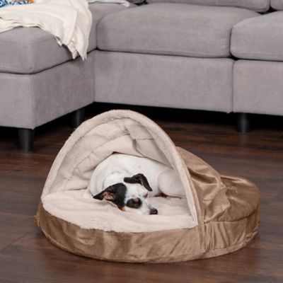 Image showing  Wave Fur and Velvet Orthopedic Hooded Snuggery Dog Bed