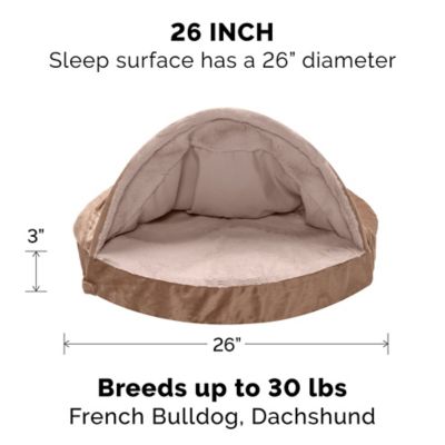 Image showing 7 th FurHaven Wave Fur and Velvet Orthopedic Hooded Snuggery Dog Bed
