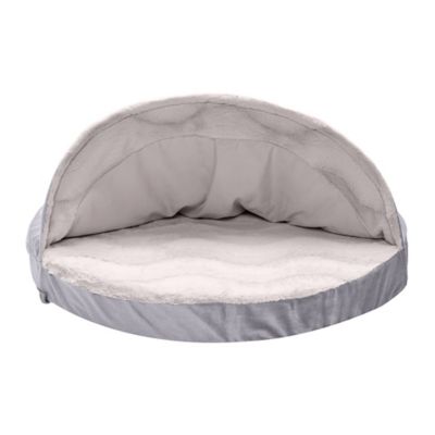 FurHaven Wave Fur and Velvet Orthopedic Hooded Snuggery Dog Bed