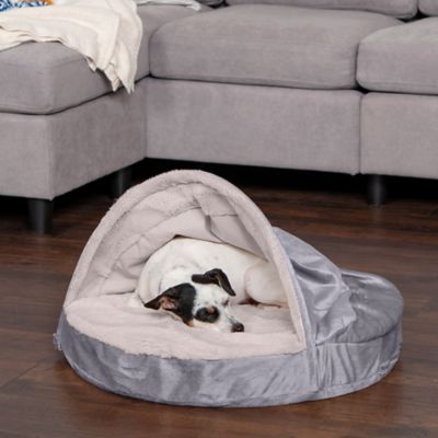 Image showing  Wave Fur and Velvet Orthopedic Hooded Snuggery Dog Bed