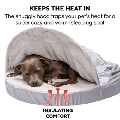 Image showing  Wave Fur and Velvet Orthopedic Hooded Snuggery Dog Bed