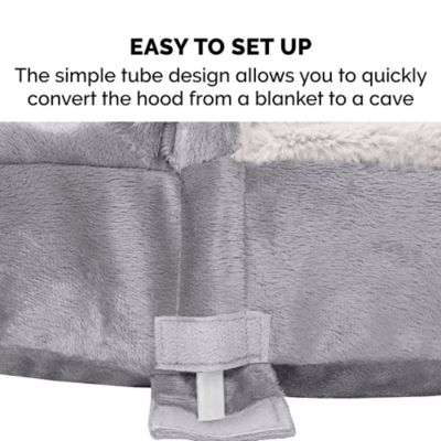 Image showing 5 th FurHaven Wave Fur and Velvet Orthopedic Hooded Snuggery Dog Bed