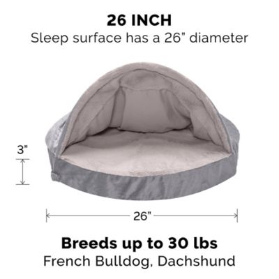 Image showing 7 th FurHaven Wave Fur and Velvet Orthopedic Hooded Snuggery Dog Bed