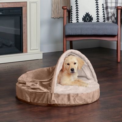 Image showing  Wave Fur and Velvet Memory Foam Hooded Snuggery Cave Dog Bed