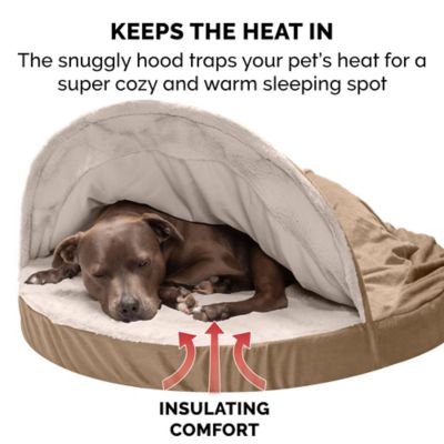 Image showing  Wave Fur and Velvet Memory Foam Hooded Snuggery Cave Dog Bed