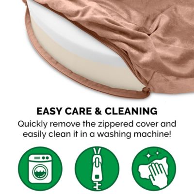 Image showing 6 th FurHaven Wave Fur and Velvet Memory Foam Hooded Snuggery Cave Dog Bed