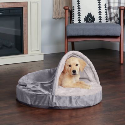 Image showing  Wave Fur and Velvet Memory Foam Hooded Snuggery Cave Dog Bed