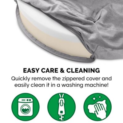 Image showing 6 th FurHaven Wave Fur and Velvet Memory Foam Hooded Snuggery Cave Dog Bed