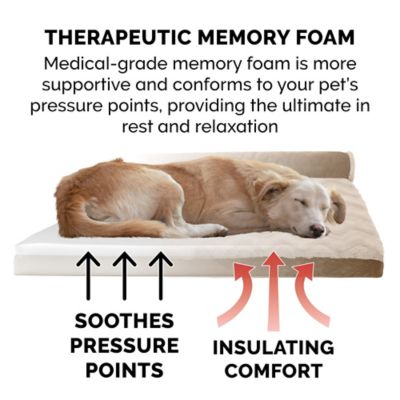 Image showing  Wave Fur and Velvet Memory Top Deluxe L-Chaise Sofa Dog Bed