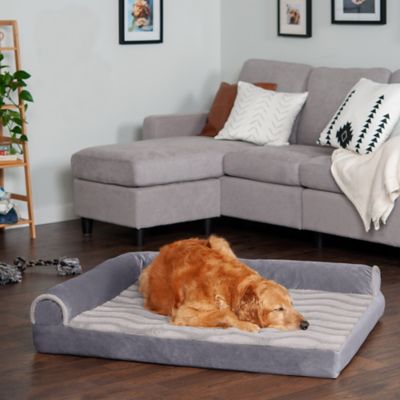Image showing  Wave Fur and Velvet Memory Top Deluxe L-Chaise Sofa Dog Bed