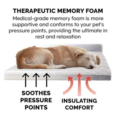 Image showing  Wave Fur and Velvet Memory Top Deluxe L-Chaise Sofa Dog Bed