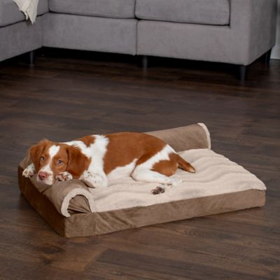 Image showing  Wave Fur and Velvet Cool Gel Top Deluxe L-Chaise Sofa Dog Bed