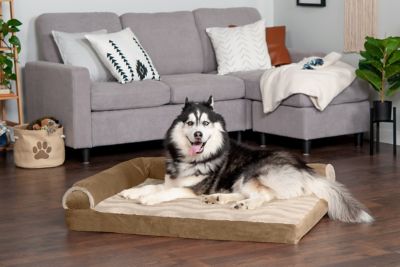 Image showing  Wave Fur and Velvet Orthopedic Deluxe L-Chaise Sofa Dog Bed