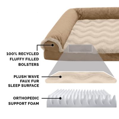 Image showing  Wave Fur and Velvet Orthopedic Deluxe L-Chaise Sofa Dog Bed
