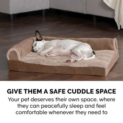 Image showing 6 th FurHaven Wave Fur and Velvet Orthopedic Deluxe L-Chaise Sofa Dog Bed