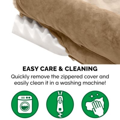 Image showing 7 th FurHaven Wave Fur and Velvet Orthopedic Deluxe L-Chaise Sofa Dog Bed