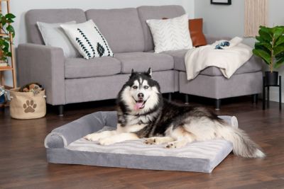 Image showing  Wave Fur and Velvet Orthopedic Deluxe L-Chaise Sofa Dog Bed