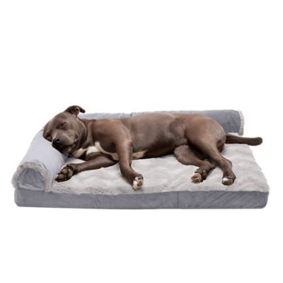 FurHaven Wave Fur and Velvet Orthopedic Deluxe L-Chaise Sofa Dog Bed