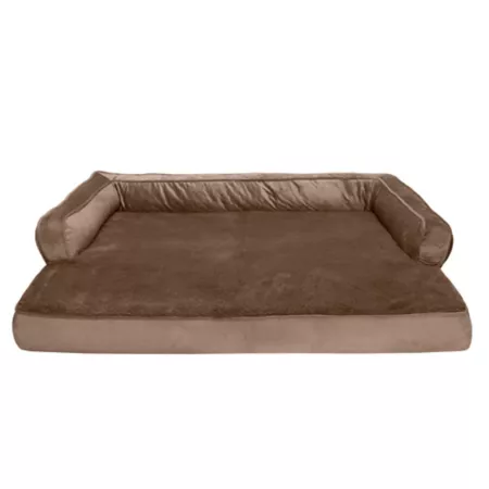 FurHaven Comfortable Plush and Velvet Memory Foam Dog Bed Bolster Dog Beds