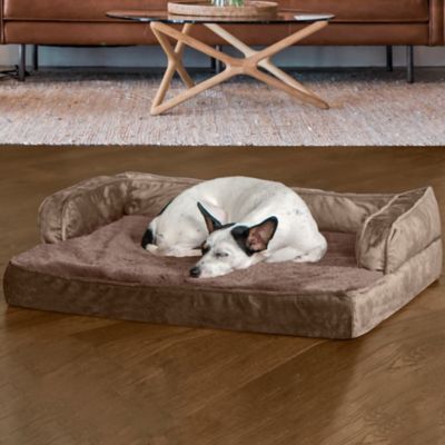 Image showing  Plush and Velvet Cooling Gel Top Memory Foam Comfy Couch Dog Bed