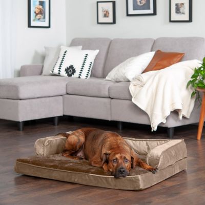 Image showing 1 th FurHaven Plush and Velvet Cooling Gel Top Memory Foam Comfy Couch Dog Bed