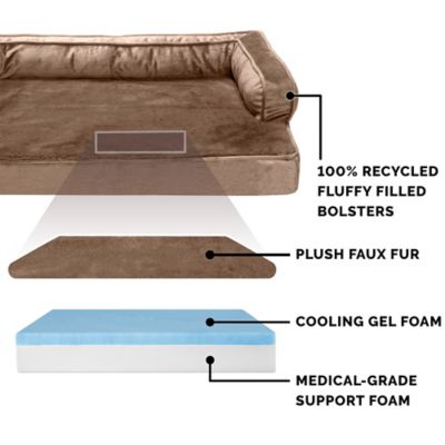 Image showing 2 th FurHaven Plush and Velvet Cooling Gel Top Memory Foam Comfy Couch Dog Bed