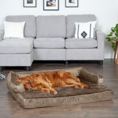 Image showing  Plush and Velvet Cooling Gel Top Memory Foam Comfy Couch Dog Bed