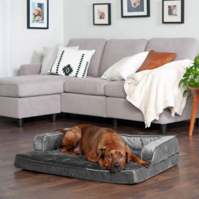 Image showing  Plush and Velvet Cooling Gel Top Memory Foam Comfy Couch Dog Bed