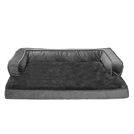 FurHaven Plush and Velvet Cooling Gel Top Memory Foam Comfy Couch Dog Bed