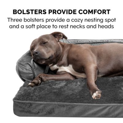 Image showing 5 th FurHaven Plush and Velvet Cooling Gel Top Memory Foam Comfy Couch Dog Bed