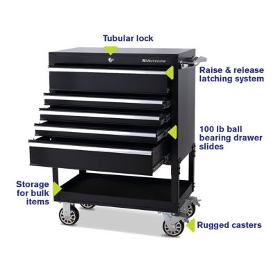 Image showing  30 in. 5-Drawer Tool Utility Storage Cart