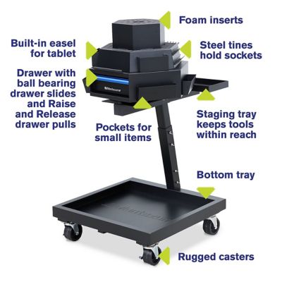 Image showing  28 in. 3-Tier Steel Mobile Revolving Tool Storage Cart
