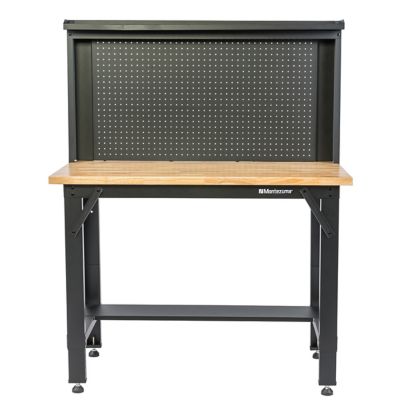 COSCO Smartfold Portable Folding Workbench, Hardwood Top (400 pound weight  capacity, Dark Gray) 