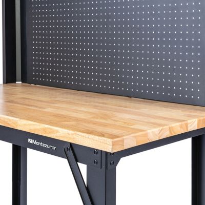 Image showing  24 in. x 48 in. x 66 in. Adjustable-Height Steel Workbench with Pegboard Back Wall