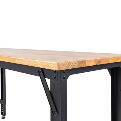 Image showing  42 in. x 72 in. Adjustable-Height Steel Workbench with Solid Wood Work Top