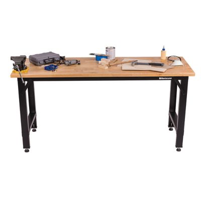 Image showing  42 in. x 72 in. Adjustable-Height Steel Workbench with Solid Wood Work Top