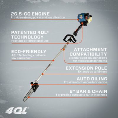 Image showing 7 th Senix CSP4QL-L 8 in. 26.5cc Gas Pole Saw